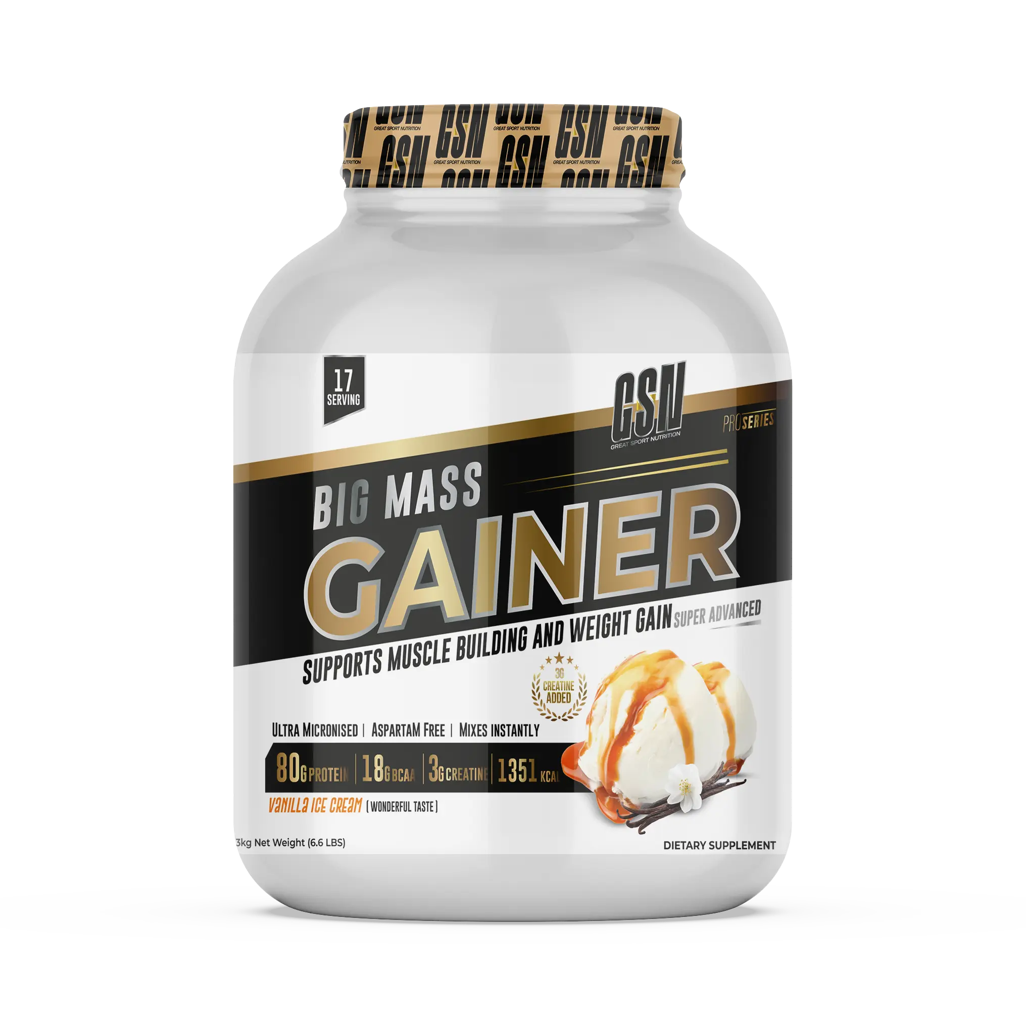 Big mass gainer 3kg GSN gainer hypercalorique pour prise de masse et volume musculaire Tunisie vitaminshop.tn