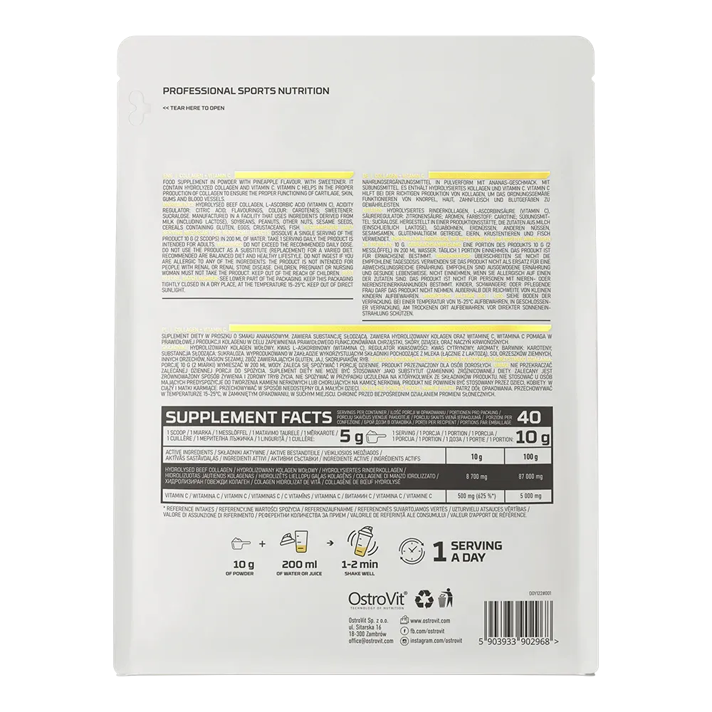 Collagen + vitamin c 400g Ostrovit articulations et peau Tunisie vitaminshop.tn