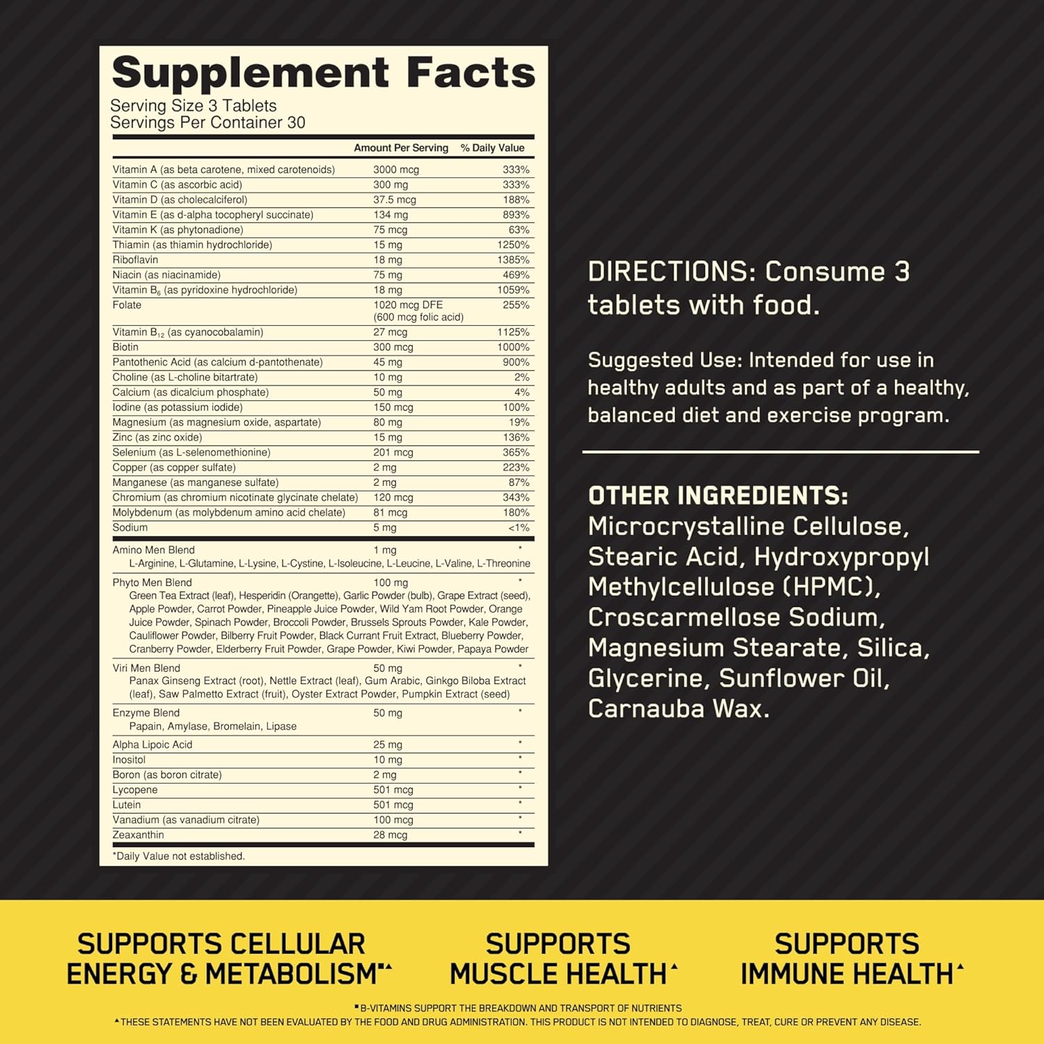 Opti-Men Multivitamines Optimum Nutrition 90 Tablets – Image 2